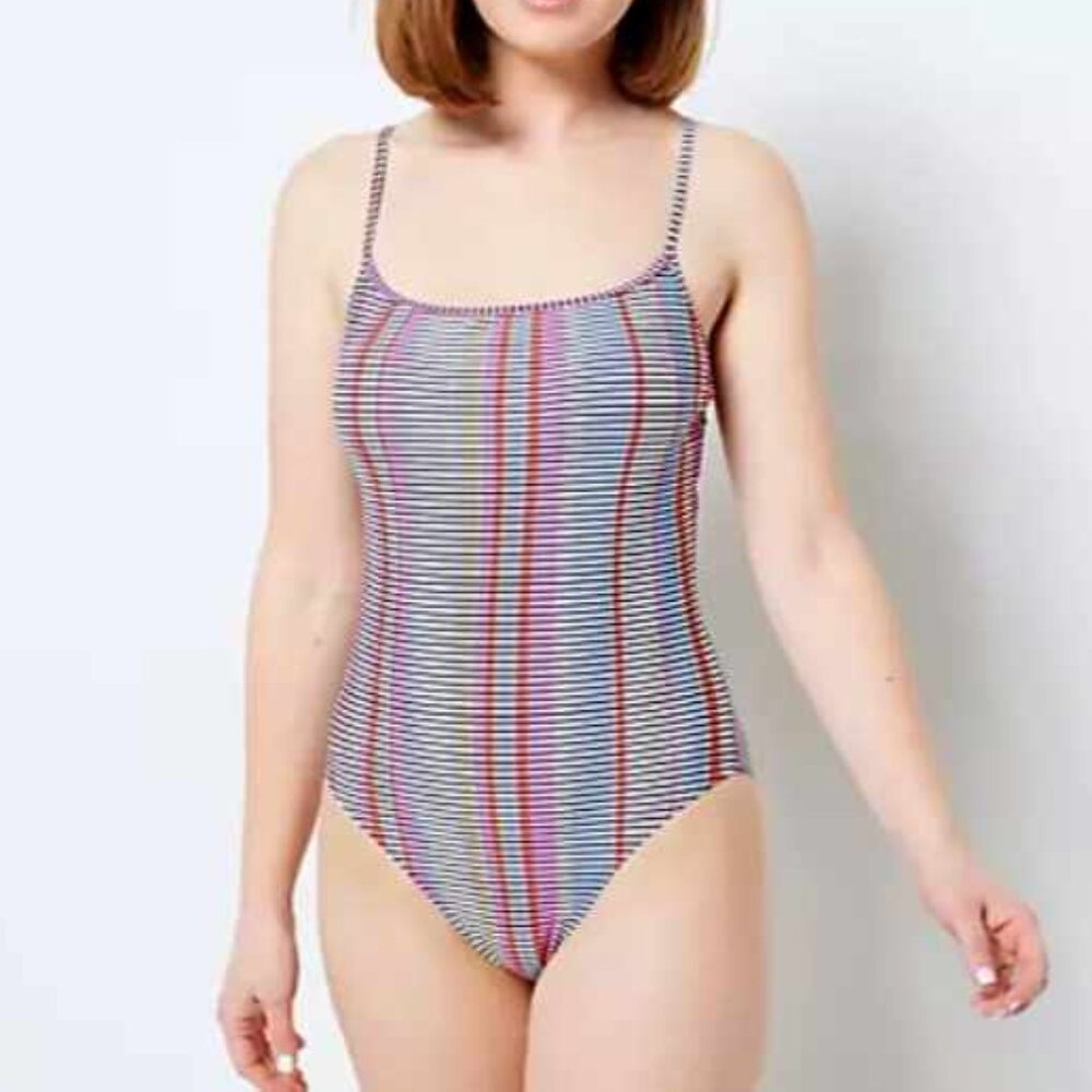 summersalt Striped One-Piece Swimsuit in Red, Blue, Yellow, Pink, Black, White - Picture 4 of 16